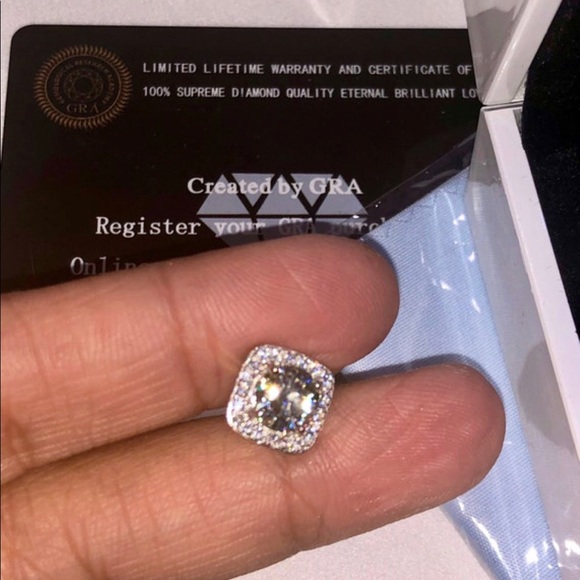 14k Gold Vermeil Diamond Earring | 2ct Studs VVS Gra Certified | Gift For Him - Picture 10 of 10